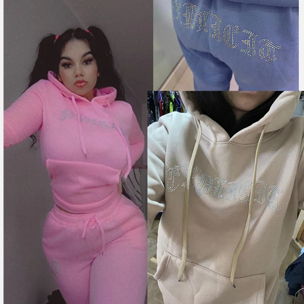 Women Diamond Tracksuit Two-Piece Set