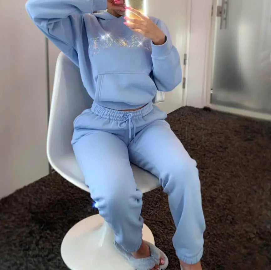 Women Diamond Tracksuit Two-Piece Set