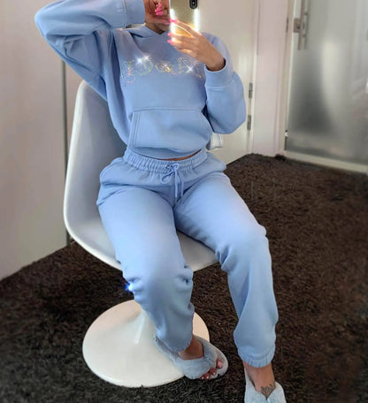 Women Diamond Tracksuit Two-Piece Set