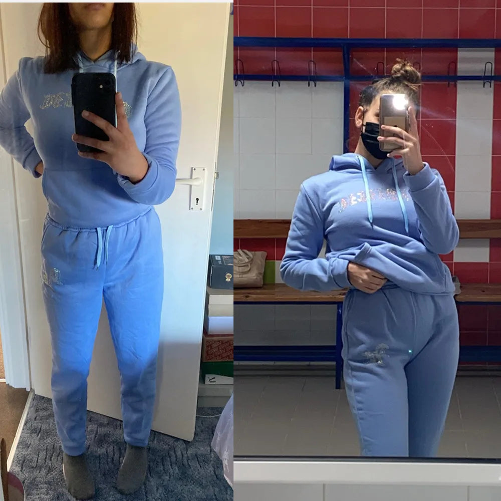 Women Diamond Tracksuit Two-Piece Set