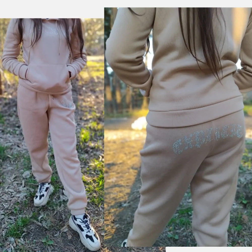 Women Diamond Tracksuit Two-Piece Set