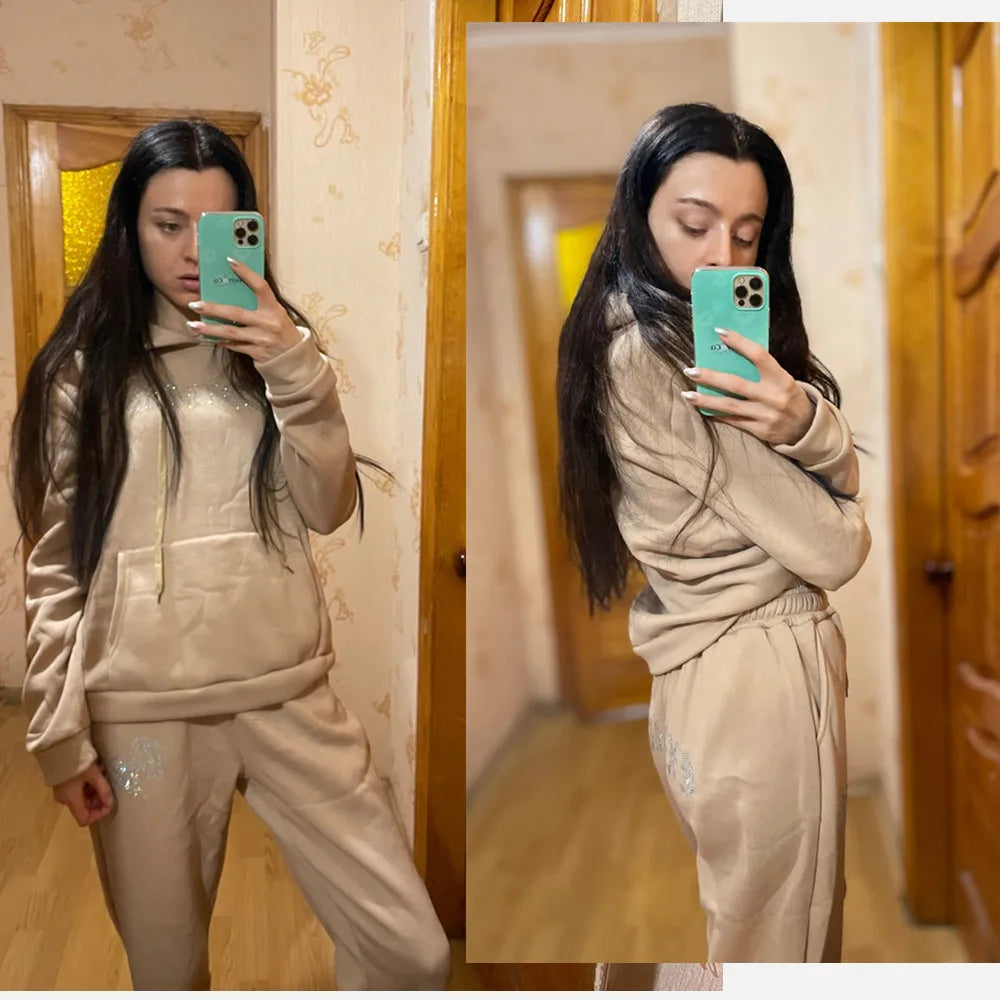 Women Diamond Tracksuit Two-Piece Set