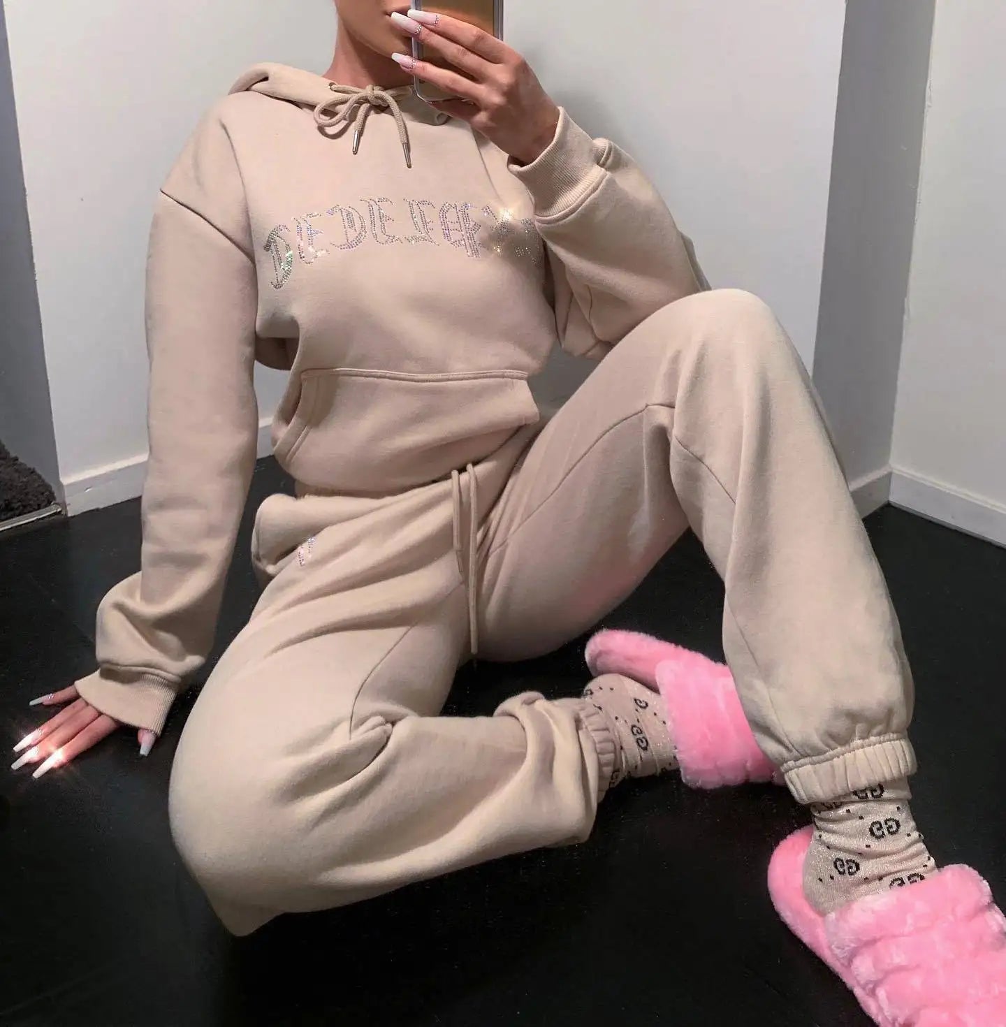 Women Diamond Tracksuit Two-Piece Set