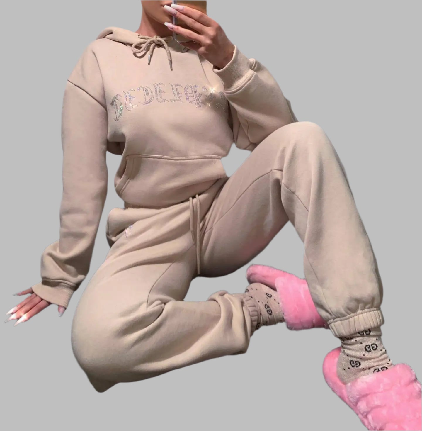 Women Diamond Tracksuit Two-Piece Set