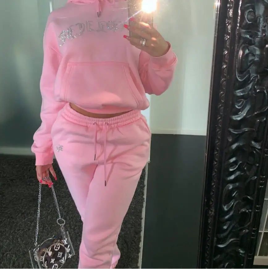 Women Diamond Tracksuit Two-Piece Set