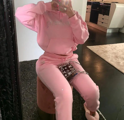 Women Diamond Tracksuit Two-Piece Set