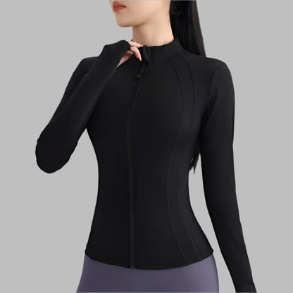 Women Full Zip Yoga Top with Thumbholes