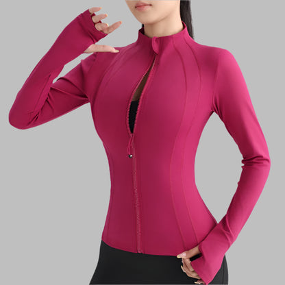 Women Full Zip Yoga Top with Thumbholes