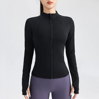 Women Full Zip Yoga Top with Thumbholes