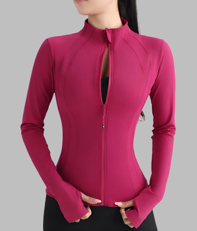 Women Full Zip Yoga Top with Thumbholes