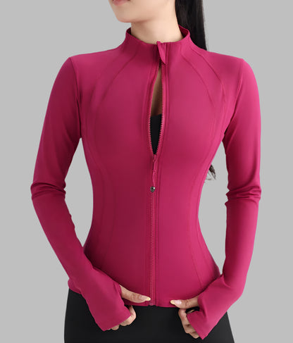 Women Full Zip Yoga Top with Thumbholes