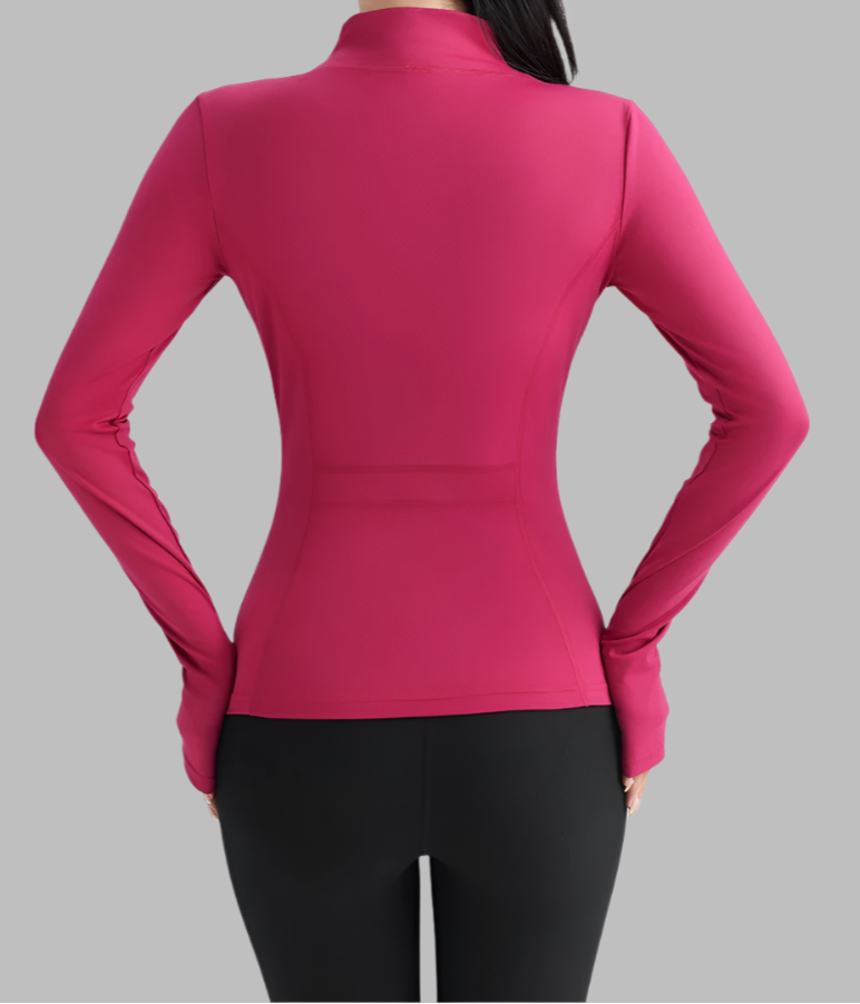 Women Full Zip Yoga Top with Thumbholes