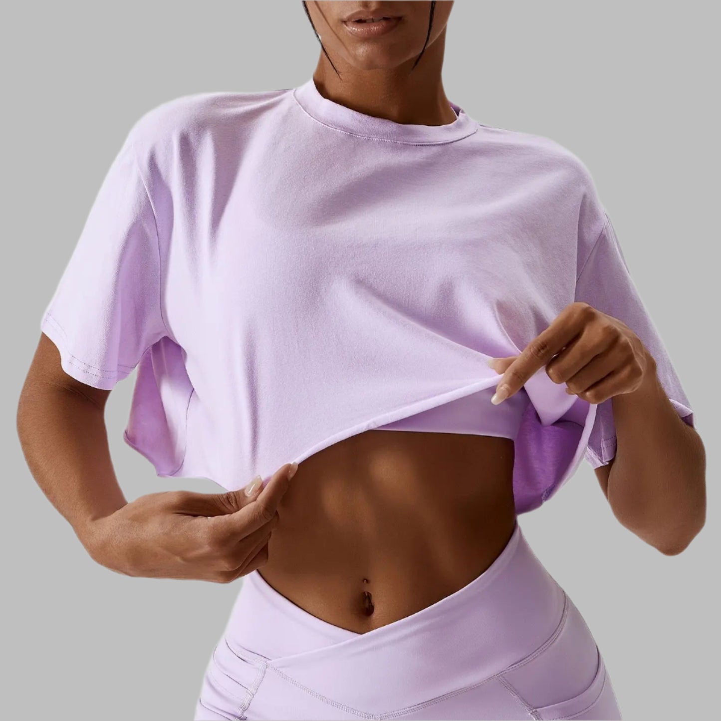 Women Short Sleeve Cotton T-shirt Crop Top