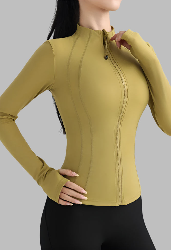 Women Full Zip Yoga Top with Thumbholes