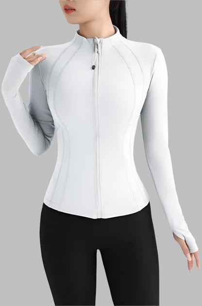 Women Full Zip Yoga Top with Thumbholes