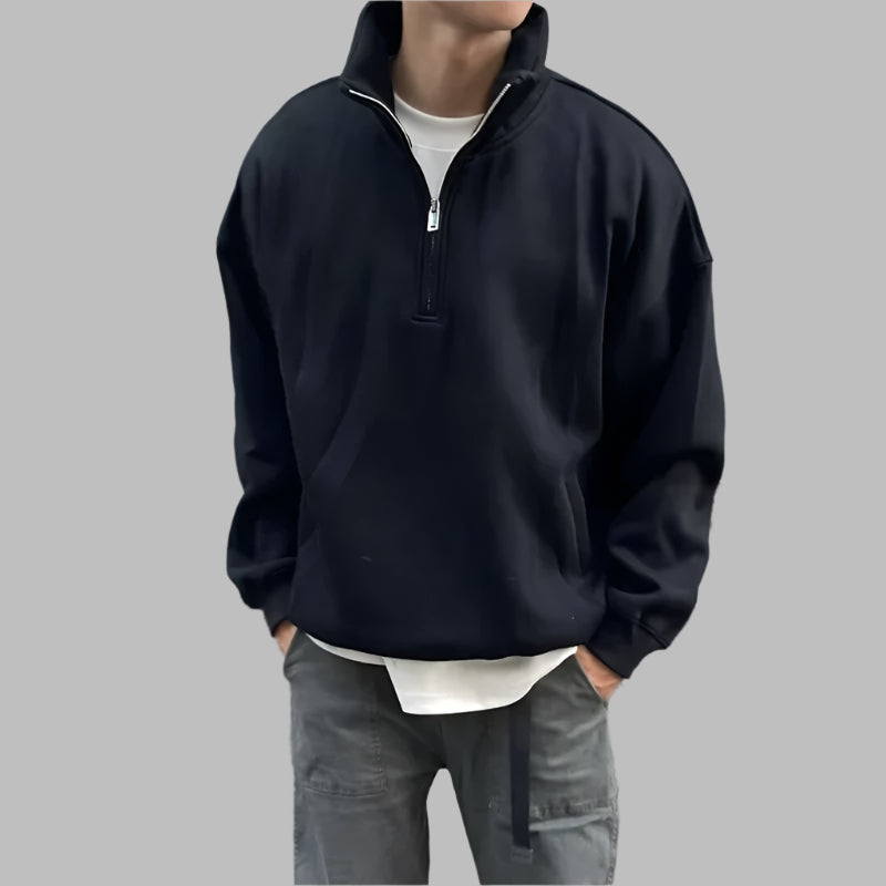 Men Half Zipper Design Sweatshirt