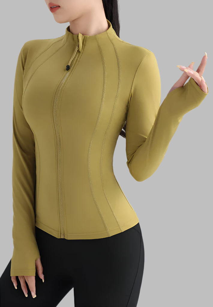 Women Full Zip Yoga Top with Thumbholes