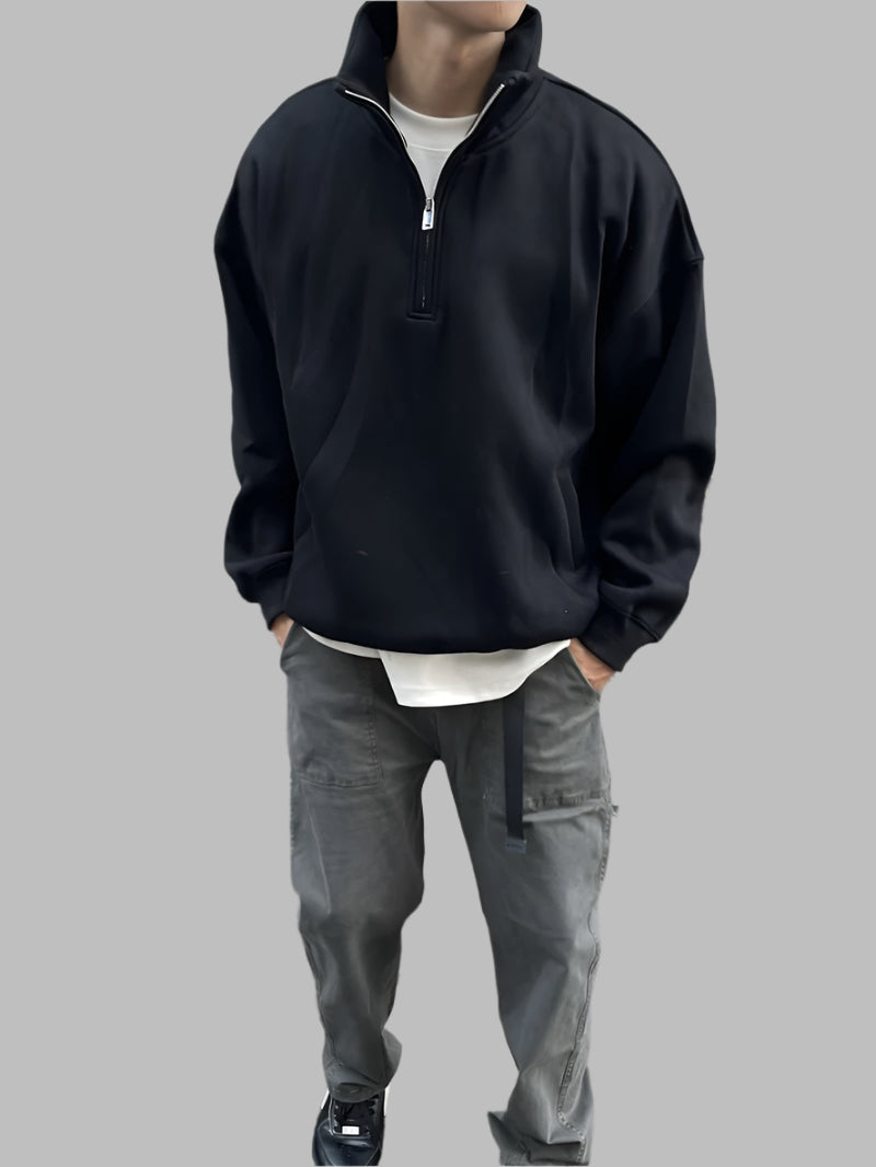 Men Half Zipper Design Sweatshirt