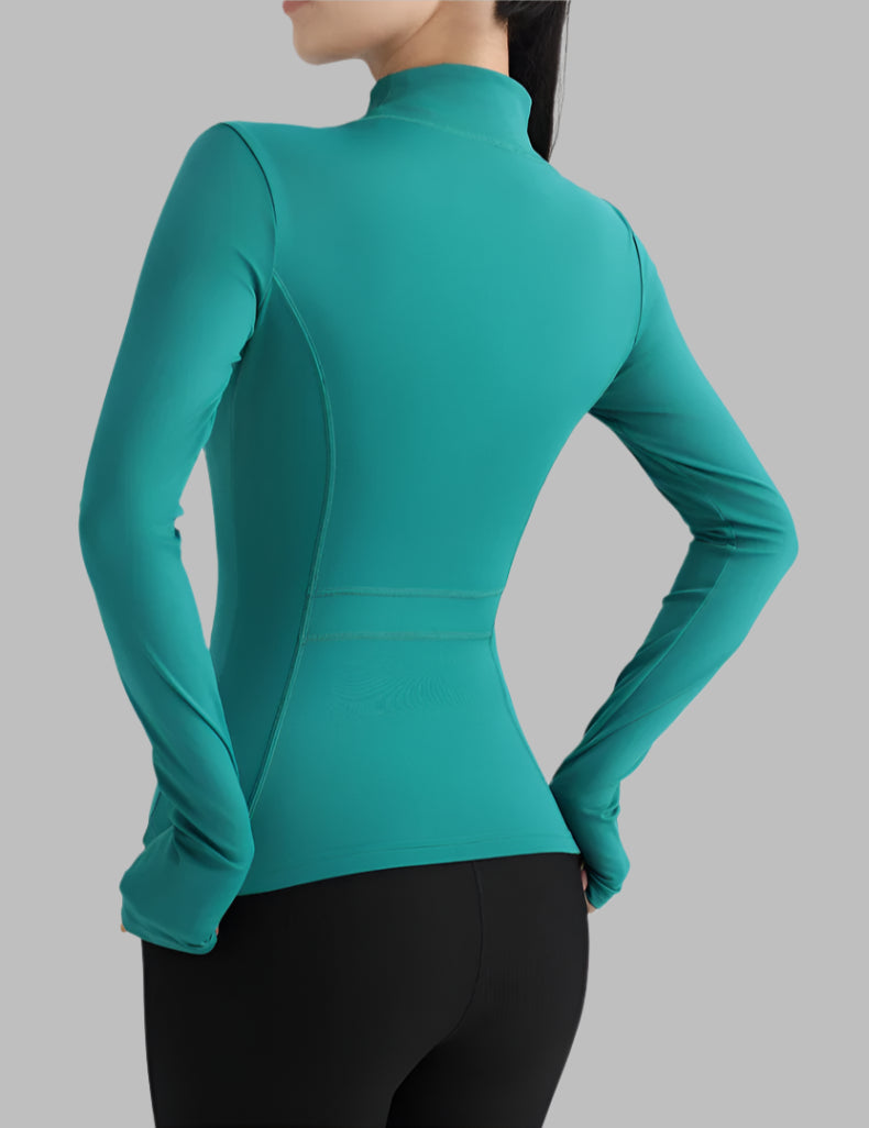 Women Full Zip Yoga Top with Thumbholes