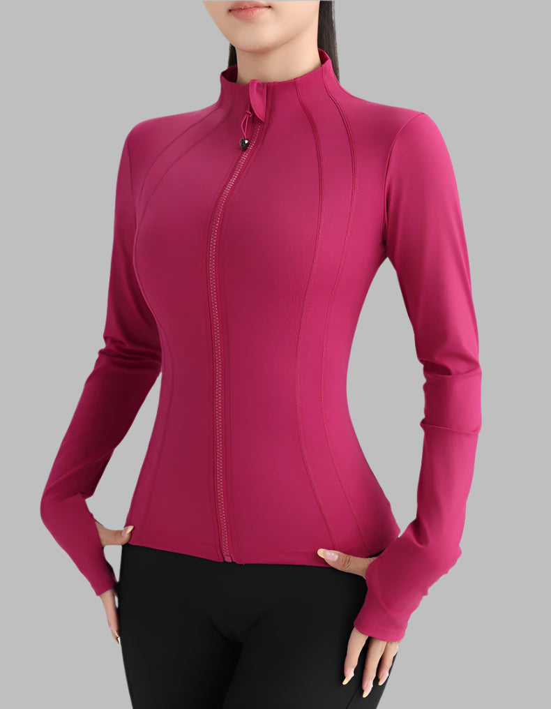 Women Full Zip Yoga Top with Thumbholes