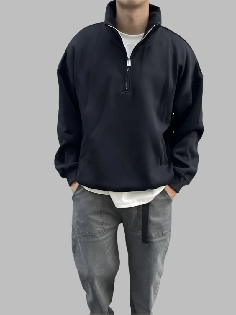 Men Half Zipper Design Sweatshirt