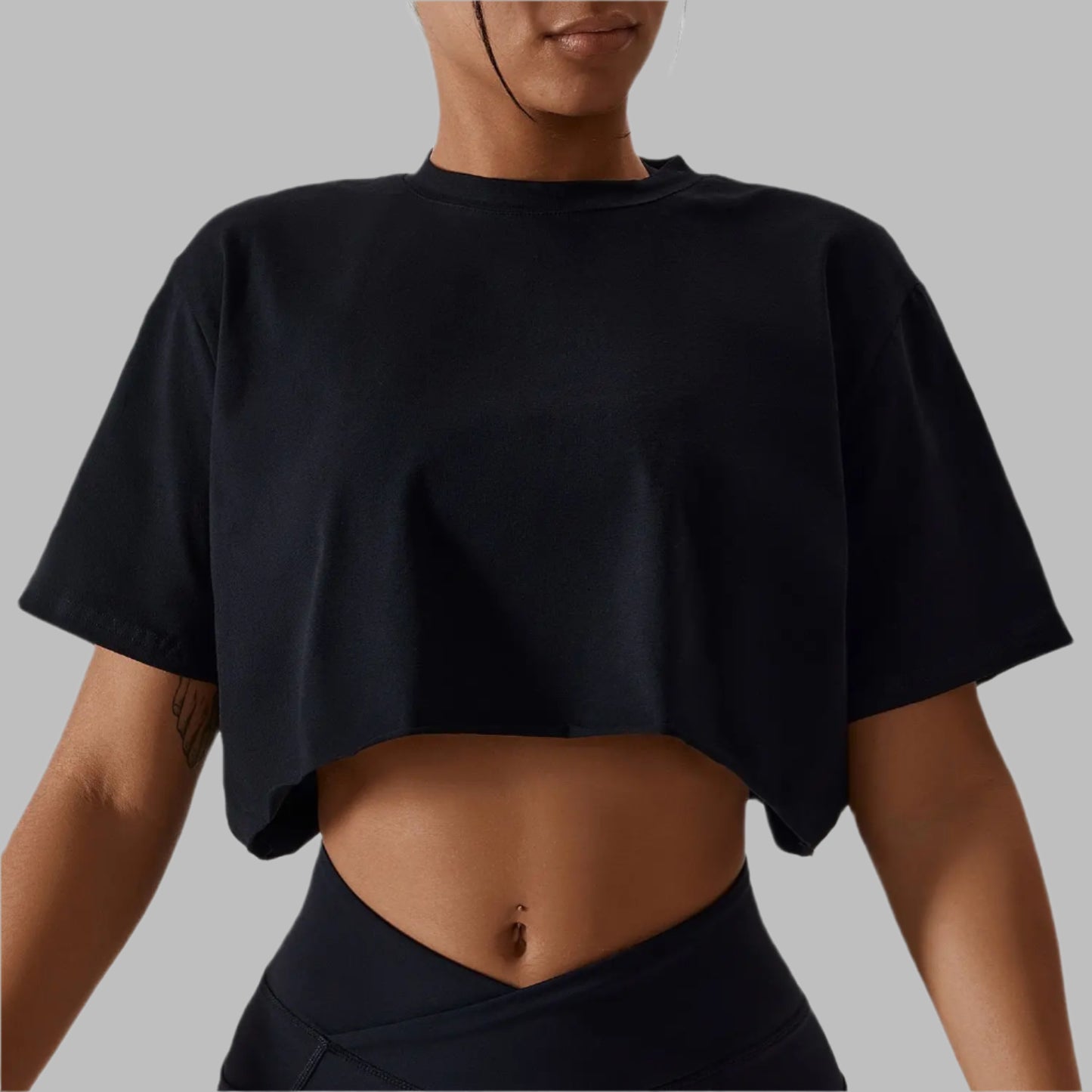 Women Short Sleeve Cotton T-shirt Crop Top