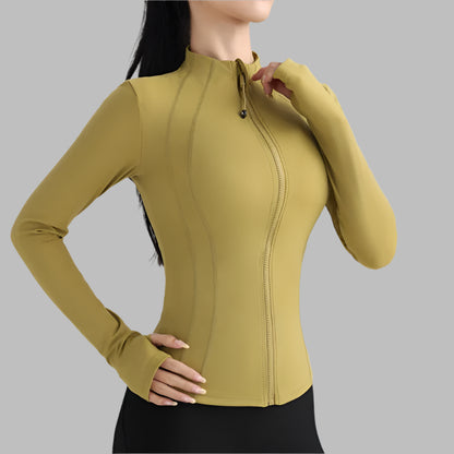 Women Full Zip Yoga Top with Thumbholes