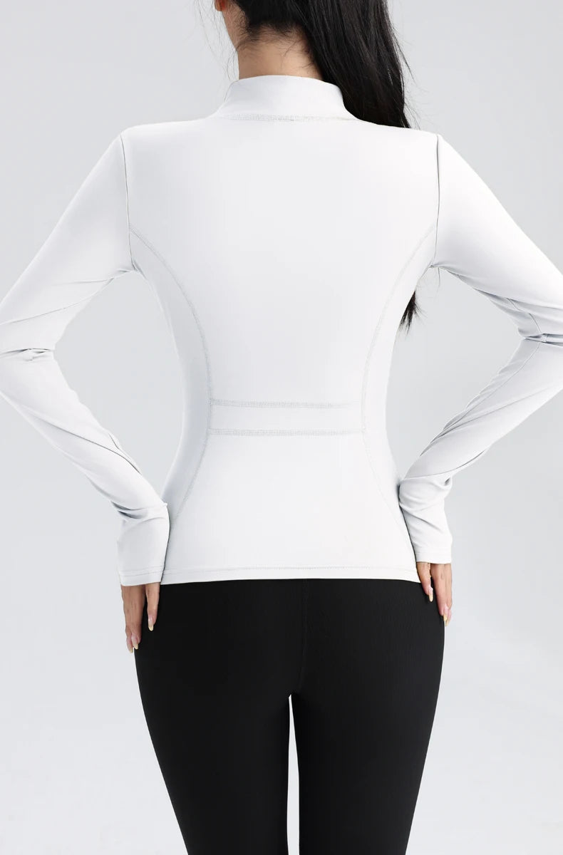 Women Full Zip Yoga Top with Thumbholes